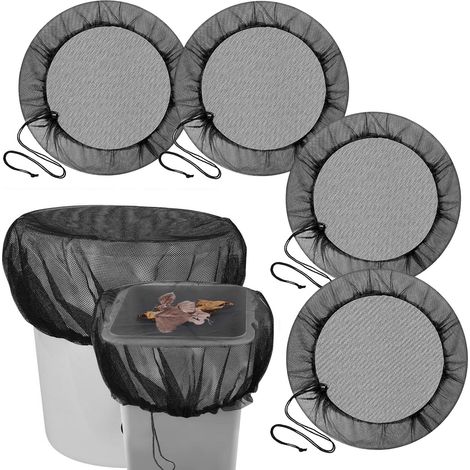 4 Pcs Filet pour Citerne De Pluie, Filet de Protection Reserve Eau, 95cm Housse pour Tonneau de Pluie avec Cordon, Protection Contre Les Moustiques et Les Feuilles (1/5)