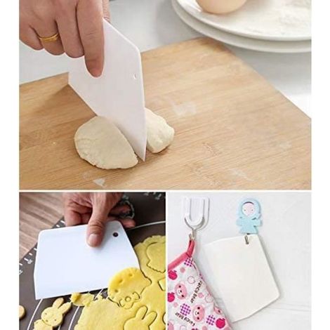 Lot de 4 grattoirs à pâte en plastique alimentaire pour cuisine, pâtisserie, pizza, pain, gâteau (1/4)