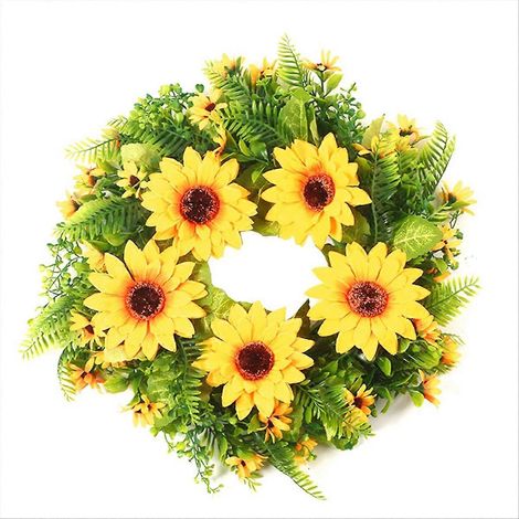 Couronne d'été décorative avec tournesols artificiels (1/5)