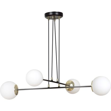Lampada a Sospensione Ognis, Acciaio verniciato a polvere, Vetro, Nero, Bianco, 75x100x75 cm (1/5)