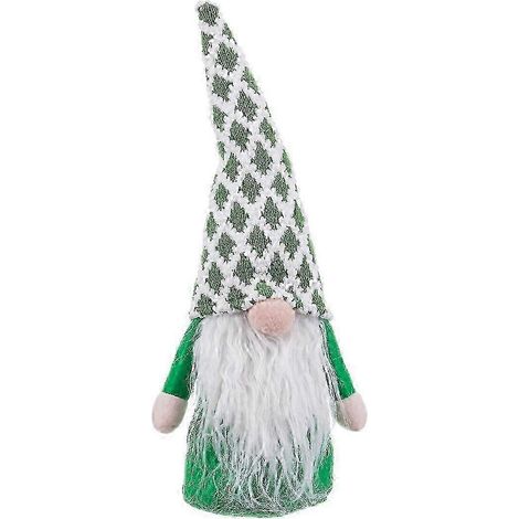 Boule de Noël Père Noël en tissu blanc, vert et sable, 33 cm
