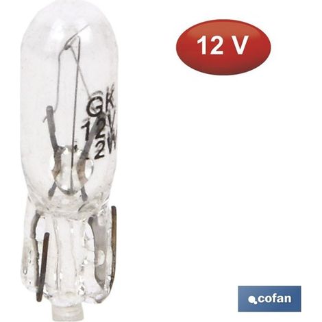 Lampe sans douille 12 V W1,2 W pour voiture, moto et tracteur, verre transparent