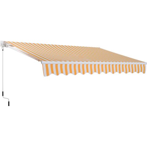 Store Banne Manuel Toile Rétractable 3 x 2.5 m Orange Blanc (1/5)