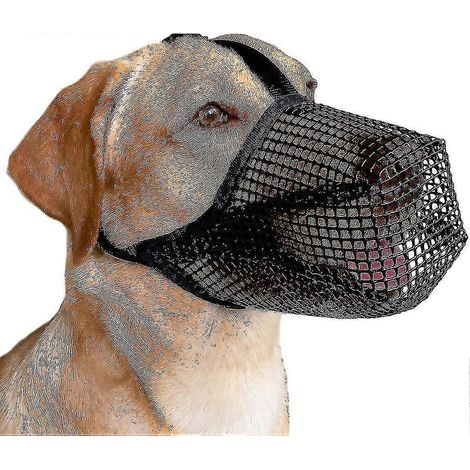 Muselière pour chien avec sangles réglables, muselière recouverte de maille douce pour chiens de petite, moyenne et grande taille (noir XL) (1/5)