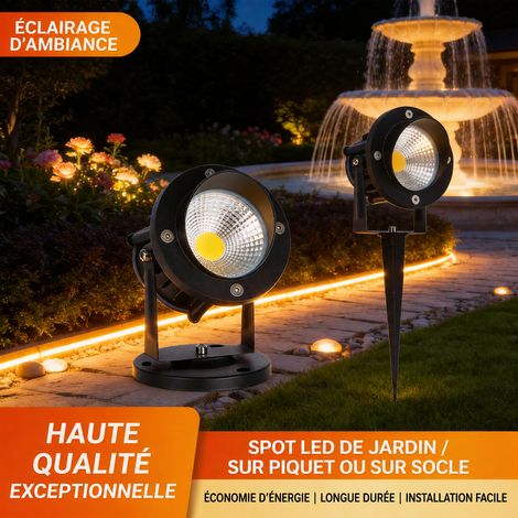 Spot LED extérieur 10W 95 mm à poser sur socle éclairage multicolore automatique réf 5842 500 g – Livraison gratuite (1/5)