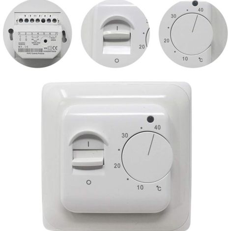 Lntyq Chauffage au Sol Electrique sonde AC 220V 16A, Régulateur de Thermostat Plancher Chauffant Mécanique,Manuel Thermostat d'ambiance (1/5)