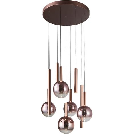 Lampadario Camino rame sfere stick LED 54W Italux (1/2)