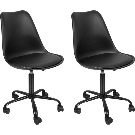 Set de 2 Silla de Oficina Silla Giratoria, Ergonómicas, Ajustables en altura, Negro (1/5)