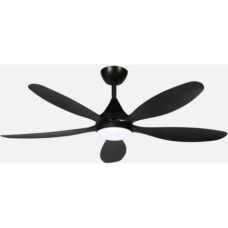 Tobarra Gleichstromventilator 18 W, Schwarz, 5 Flügel, 6 Geschwindigkeiten, 132°C, 2250 lm, 3000/4500/6500 kK, Fernbedienung + S