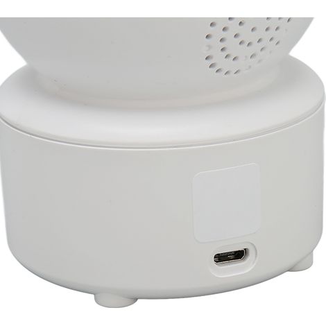 Caméra de sécurité WiFi 5G HD avec objectif à 360°, vision nocturne, détection de mouvement, communication bidirectionnelle, tête rotative blanche (carte mémoire non incluse), prise UE.