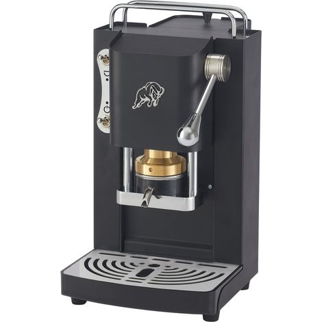 FABER COFFEE MACHINES 3.0 Pro Essential – Cafetera ESE 44 mm compacta con bidón de cristal, soporte para cápsulas extraíble y prensa ajustable de latón (negro, cromo)