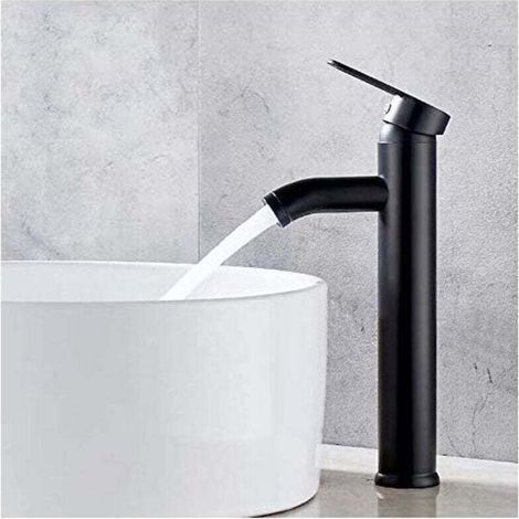 Mitigeur de lavabo, robinet de vasque noir, robinet de haute qualité, robinet de salle de bain, résistant à l'usure, convient aux diamètres intérieurs de 32 à 42 mm. (1/4)