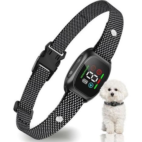 Collier anti-aboiement automatique intelligent pour petits, moyens et grands chiens (2,3 à 6,8 kg), avec 4 modes et 8 niveaux de sensibilité, étanche IP67 et résistant aux chocs (noir) (1/4)