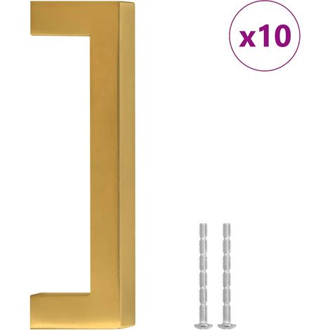 vidaXL Tiradores para armarios 10 uds acero inoxidable dorado 96 mm (1/2)