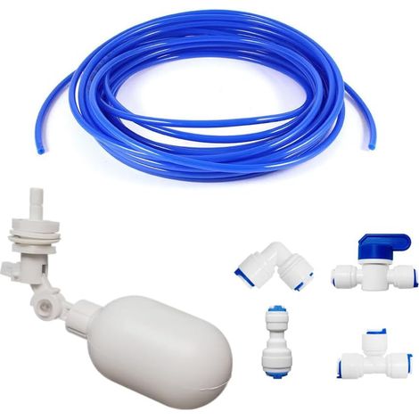 Kit de raccordement universel de 5 m - Robinet flotteur en plastique pour réservoir, aquarium, bassin à eau, bassins, aquariums à poissons (1/4)