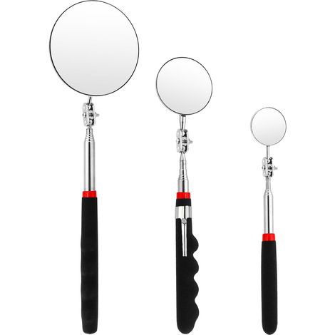 Set di specchietti di ispezione, specchio telescopico, specchio per utensili, specchio di ispezione portatile per auto con rotazione a 360 gradi, per riparazione auto, 3 misure