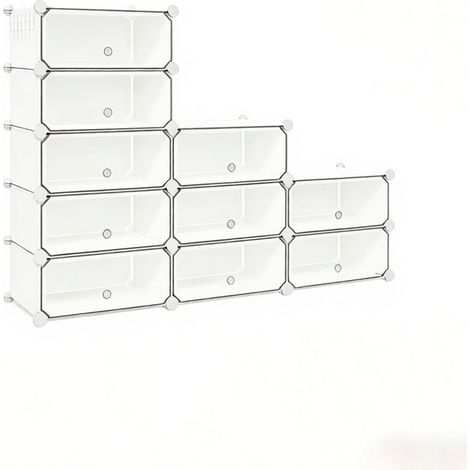 Scarpiera modulare bianca 10 scomparti 40 x 30 x 170 cm con struttura in ABS, metallo e PP (1/5)