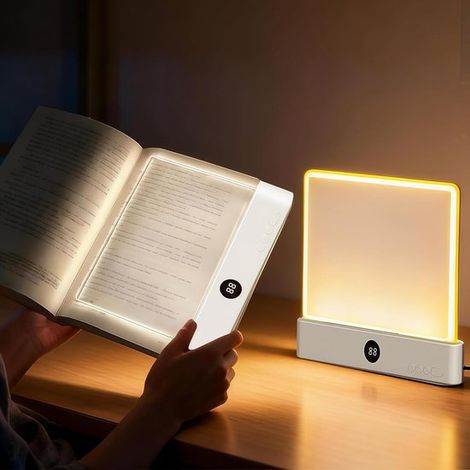 Lampe de lecture - Lampe de chevet - Minuterie - Lampe de lecture rechargeable - Lampe de lecture sans fil rechargeable par USB - Panneau transparent - Lampe de lecture rechargeable - Lampe de chevet (1/5)