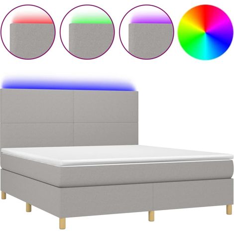 Maison Exclusive - Cama box spring colchón y luces LED tela gris