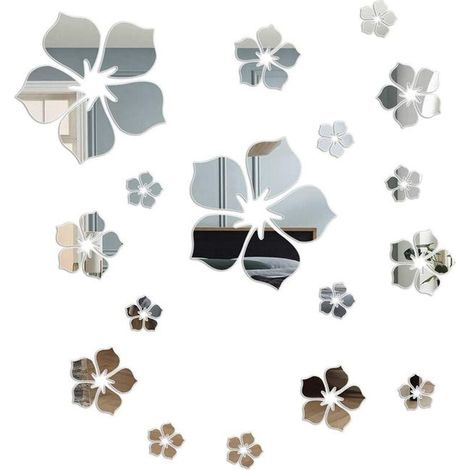 Autocollants Muraux Floraux en Cristal 3D, Miroir Amovibles, Acryliques pour Chambre D'Enfants, DéCoration de Bricolage -3 (1/3)