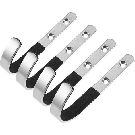 Paar Wandhaken aus Edelstahl mit Filzfutter, Aufbewahrungsregal – 10,00 x 5,50 x 1,00 cm – Silber (1/4)