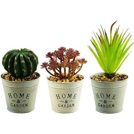 Pots En Métal Galvanisé - Plantes Artificielles Eucalyptus - Décoration Intérieure Bureau Restaurant - Lot De 3 (1/5)