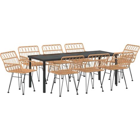 Maison Exclusive - Set da Pranzo per Giardino 9 pcs Marrone