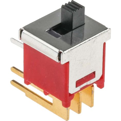 Commutateur à glissière, Bipolaire à deux directions (2RT), Verrouillable, 400 mA @ 20 V, montage Circuit imprimé ( Prix pour 1 )