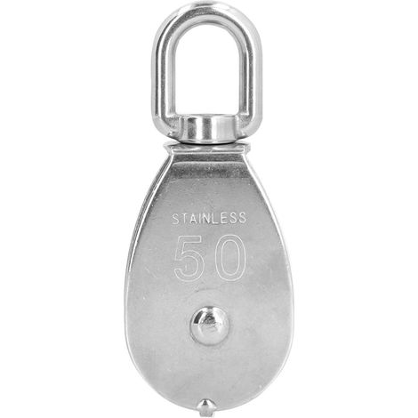 Poulie inox 316 de 50 mm, roue de levage simple à rotation 360°, outil universel pour bateau et navire (1/5)