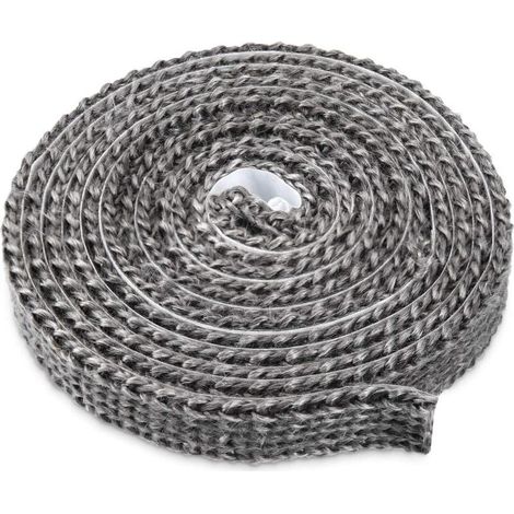Bande d'Étanchéité Autoadhésive pour Poêles à Bois, Cheminées et Fours, en Fibre de Verre, Résistante à la Chaleur Jusqu'à 550°C, Dimensions 3mm x 20mm x 3m, Idéale pour Portes de Four et Chaudières (1/4)