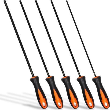 5-teiliges Kettensägenfeilen-Set, Kettensägen-Schärffeilen mit Griff, Größen 3,2 mm, 4,0 mm, 4,8 mm, 5,5 mm, professionelle Qualität - (1/5)