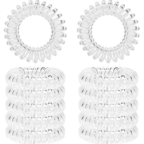 Lot de 10 élastiques à cheveux en spirale transparents pour cheveux épais et style de vie actif, forte adhérence et confort, idéal pour homme et femme (1/5)
