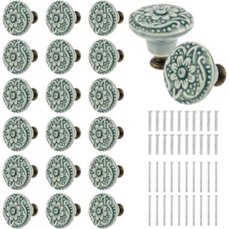 Set mit 20 Keramik-Türknöpfen – Dekorative Vintage-Schubladenknöpfe für Möbel