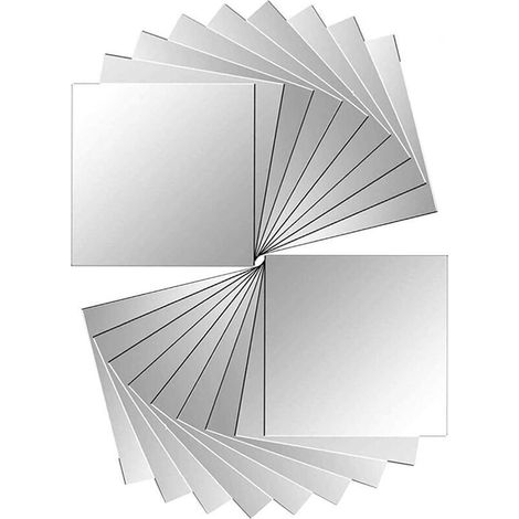 18 pièces miroir carreaux autocollant miroir autocollant miroir mural pour décoration murale argent 15 x 15 cm (1/5)