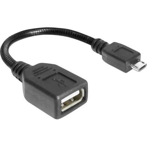Delock Câble USB USB 2.0 USB-Micro-B mâle, USB-A femelle 0.15 m noir avec fonction OTG 83293 (1/3)