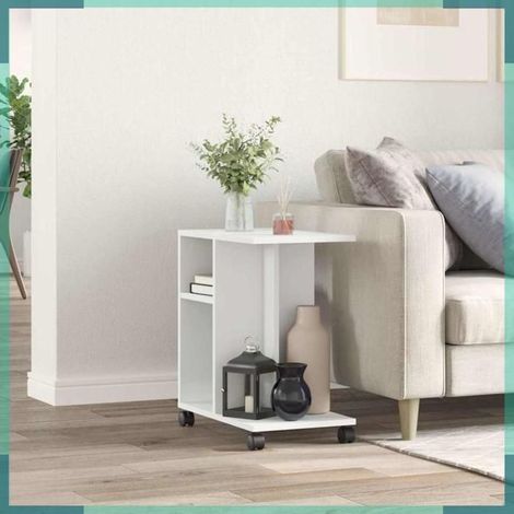 Table d'appoint - 840569 - blanc - 50 x 30 x 55 cm - 4 roulettes (2 avec frein) (1/5)