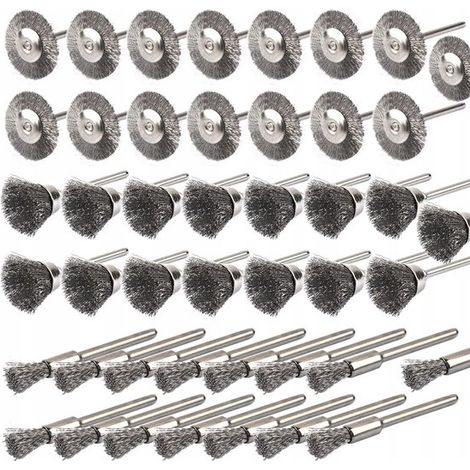 45 Mini Bürsten Kegel , Topf und Nadelbürsten aus Edelstahl Zum Polieren und Schleifen Entfernt Grate und Rost (1/5)