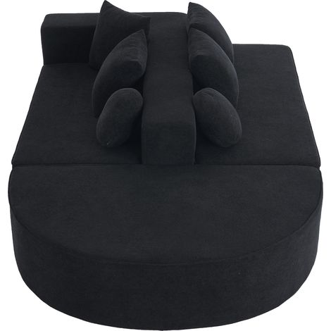 Modulares Chenille-Sofa in Schwarz, montagefrei, Schaumstoffstruktur, 263 x 171 x 66 cm (1/5)