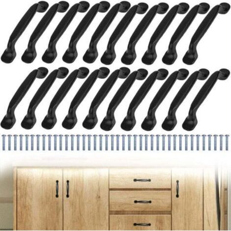 20 tiradores para armarios de cocina - Tiradores negros, separación entre orificios de 96 mm, aluminio para puertas y armarios con tornillos incluidos