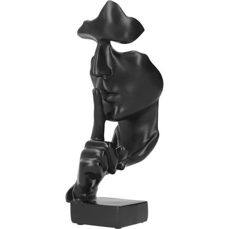 Sculpture de visage - EJ.LIFE - Résine - 27,7 cm - Décor contemporain - Noir (1/4)