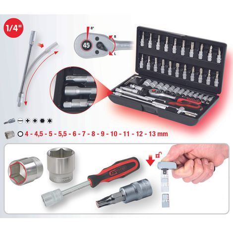 KS-TOOLS KS TOOLS Steckschlüssel- & Lampen-Set 195-tlg. + 48-tlg. + Lampe + Brett