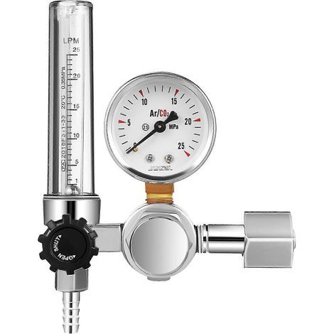 Régulateur d'argon : Débitmètre de CO2 pour soudage - Réducteur de pression pour poste de soudage à l'arc sous argon - Indicateur de débit de gaz (1/4)