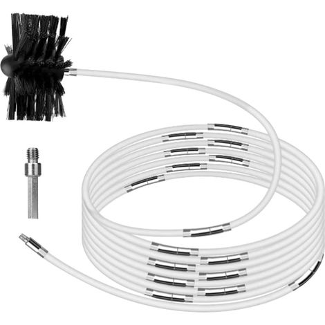 Brosse Nettoyage de Cheminée, Kit de Ramonage avec Tiges en Nylon, Têtes de Brosse, Connecteur de Perceuse pour Cheminée, évent de Sécheuse, Tuyau d'égout, Hotte (1/5)