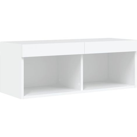 Mueble TV multimedia estantería para televisión buffet para televisión comedor salón dormitorio con luces LED 80 x 30 x 30 cm blanco 020026614