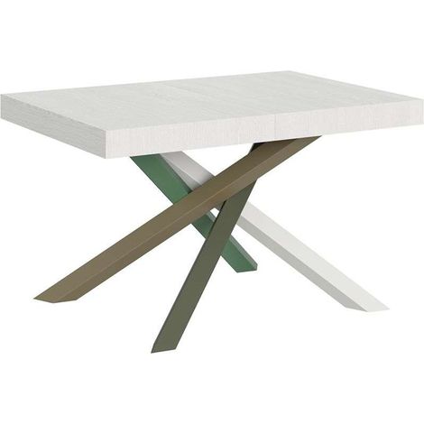Tavolo allungabile 120/380x90 cm Volantis bianco frassino gambe multicolore 4/A