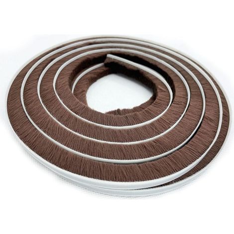 1 pièce Joint d'étanchéité pour fenêtres coulissantes, support 0,9 cm x brosse 0,9 cm x longueur 5 m, brun (1/5)
