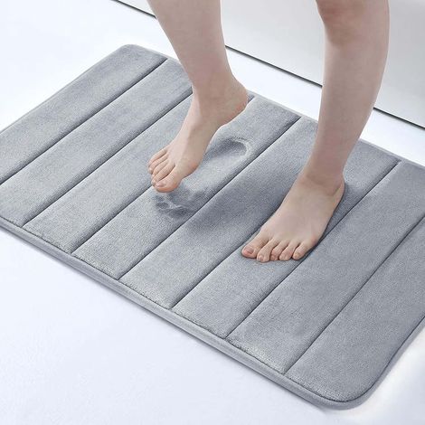 Tapis De Bain En Mousse À Mémoire De Forme - 120 x 43 cm - Dos En PVC Anti-dérapant - Lavable En Machine - 1 Pièce (1/5)