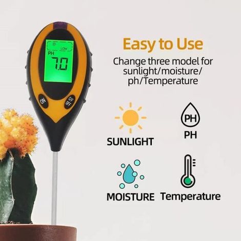 Ph-Mètre de Sol Testeur de Sol électronique 4 en 1, kit de Test numérique du Sol 4-En-1-Lumière-Ph-Température Avec Batterie, S A30 (1/4)