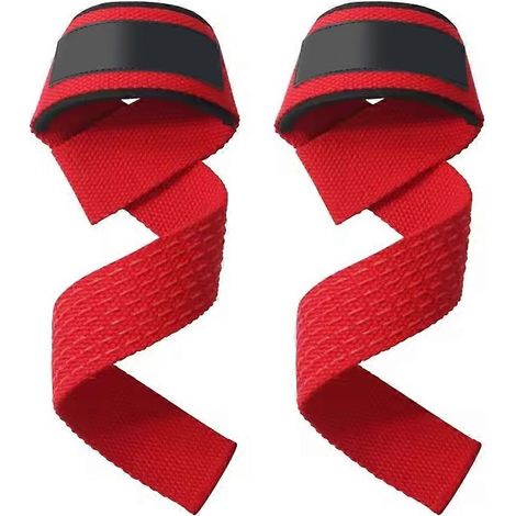 Lot de 2 sangles de poignet pour haltérophilie, ceinture de renforcement sportif, sangle de traction antidérapante, bande rouge pour soulevé de terre (1/5)