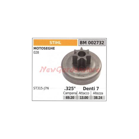 Pignone campana frizione motosega STIHL 028 002732